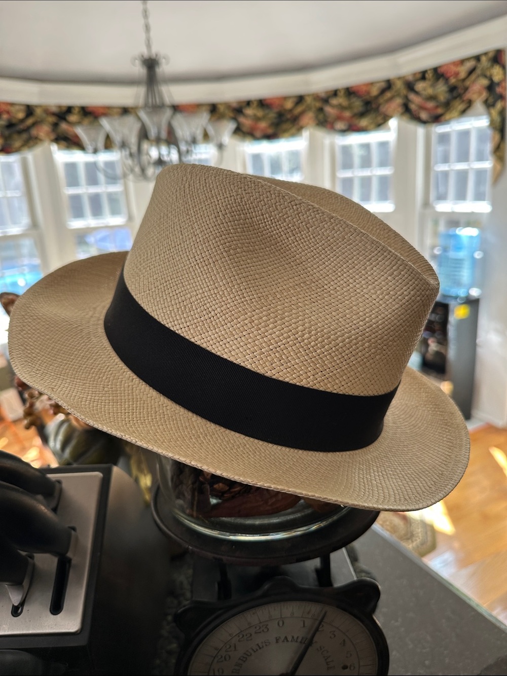 Scala Tan Straw Fedora with Black Band